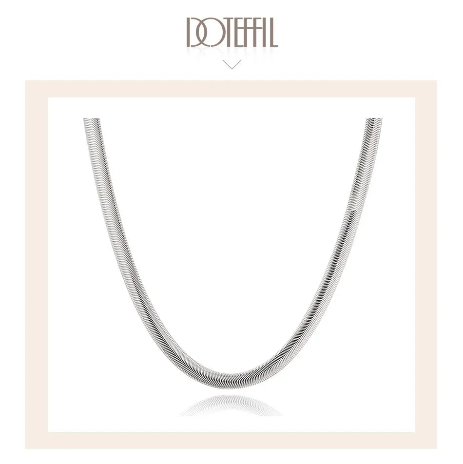 Flat Snake Chain Necklace – 925 Sterling Silver