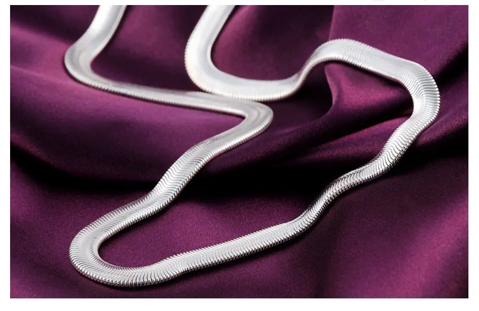 Flat Snake Chain Necklace – 925 Sterling Silver