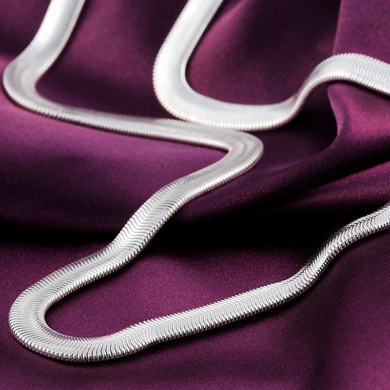 Flat Snake Chain Necklace – 925 Sterling Silver