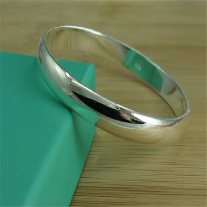 Glossy Open Bangle – 925 Sterling Silver