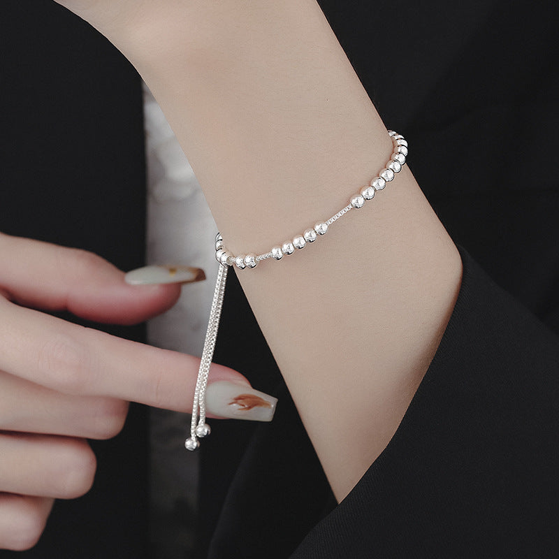 Beaded Bracelet Adjustable – 925 Sterling Silver