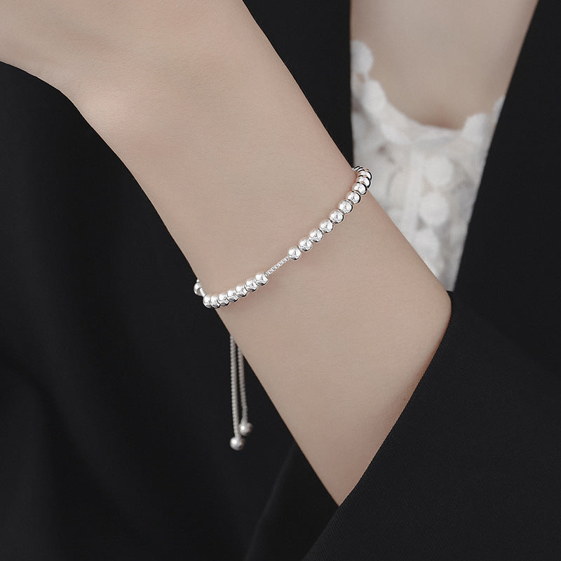 Beaded Bracelet Adjustable – 925 Sterling Silver