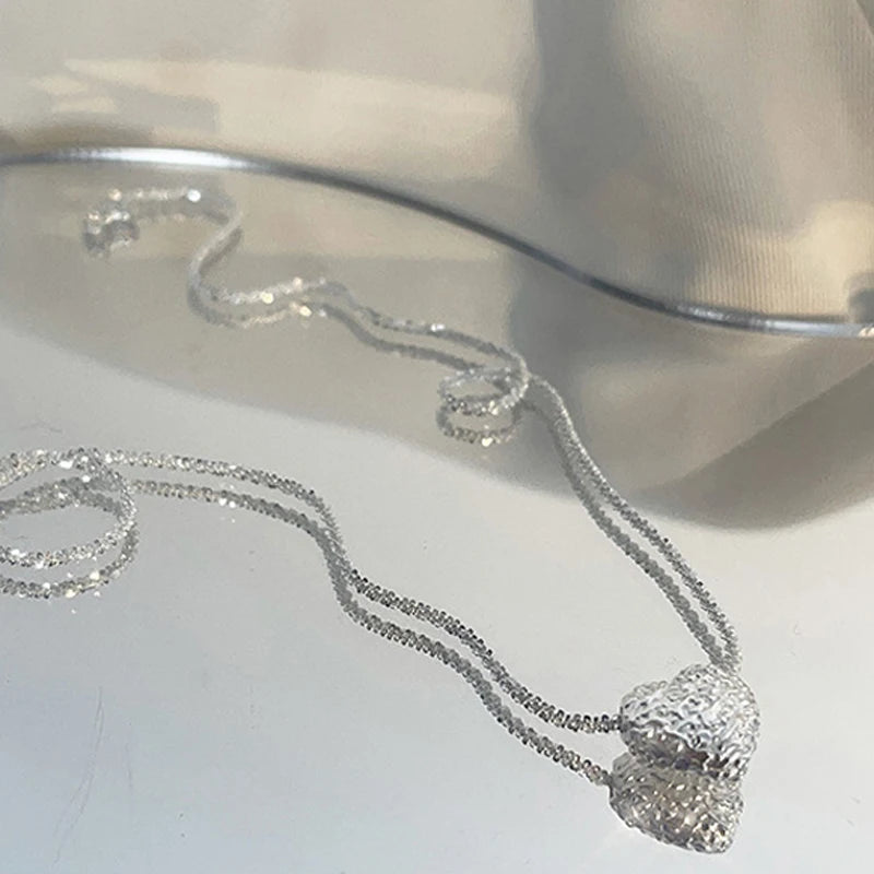 Hammer Pattern Heart Necklace – 925 Sterling Silver