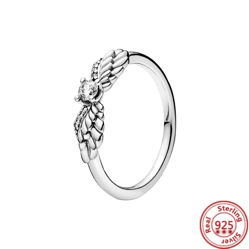 Sparkling Zircon Wings & Floral Detail – 925 Sterling Silver