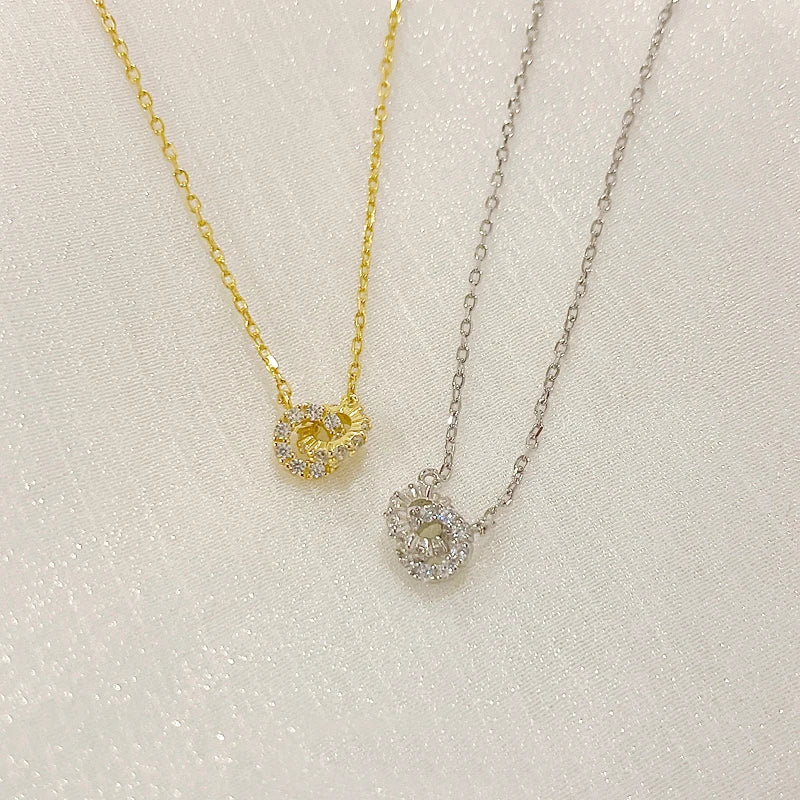 Double Circle Pendant Necklace – 925 Sterling Silver