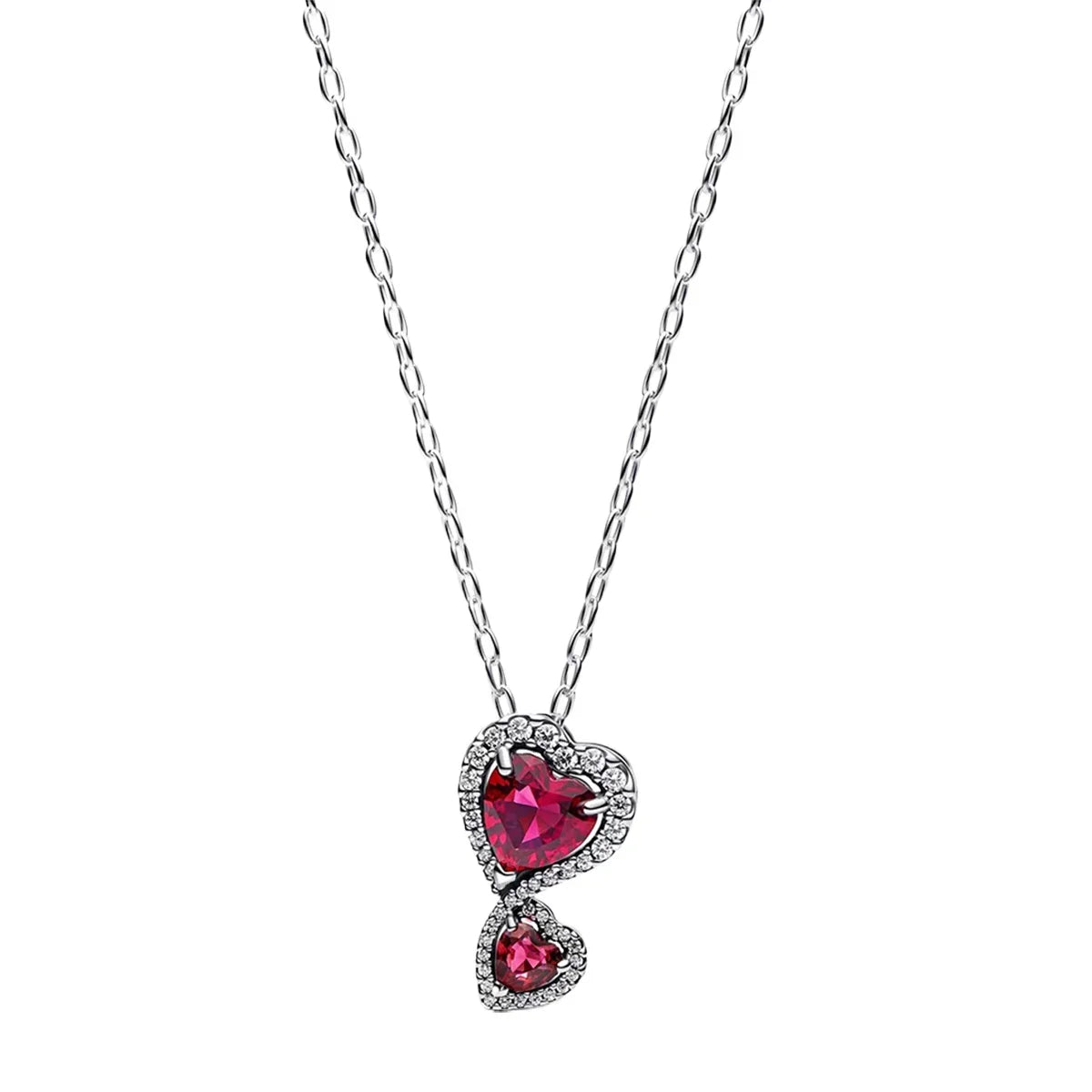 Colorful Red Heart & Bow Tie Pendant – Sterling Silver Necklace