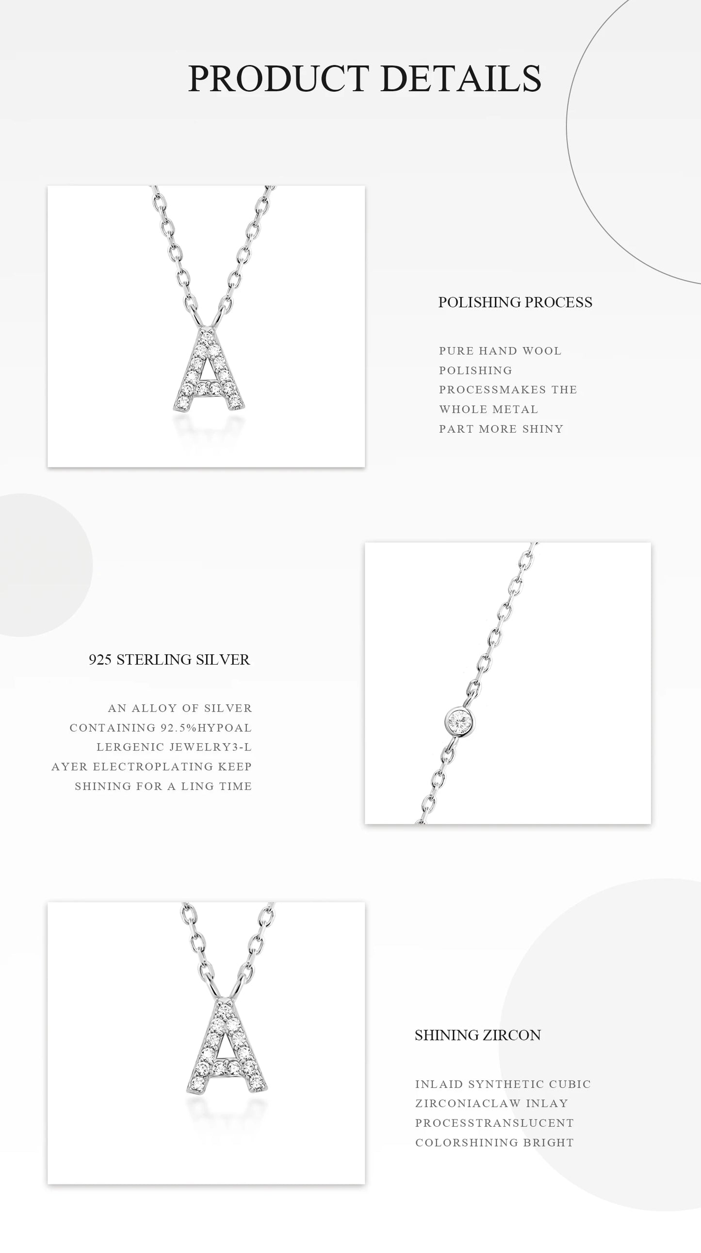 Initial Pendant Necklace – Elegant 925 Sterling Silver