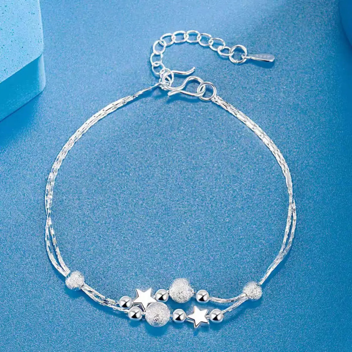 Beaded Bracelet Adjustable – 925 Sterling Silver