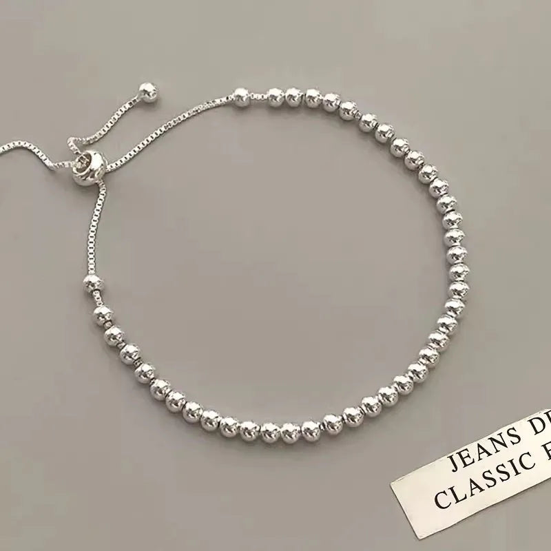 Beaded Bracelet Adjustable – 925 Sterling Silver
