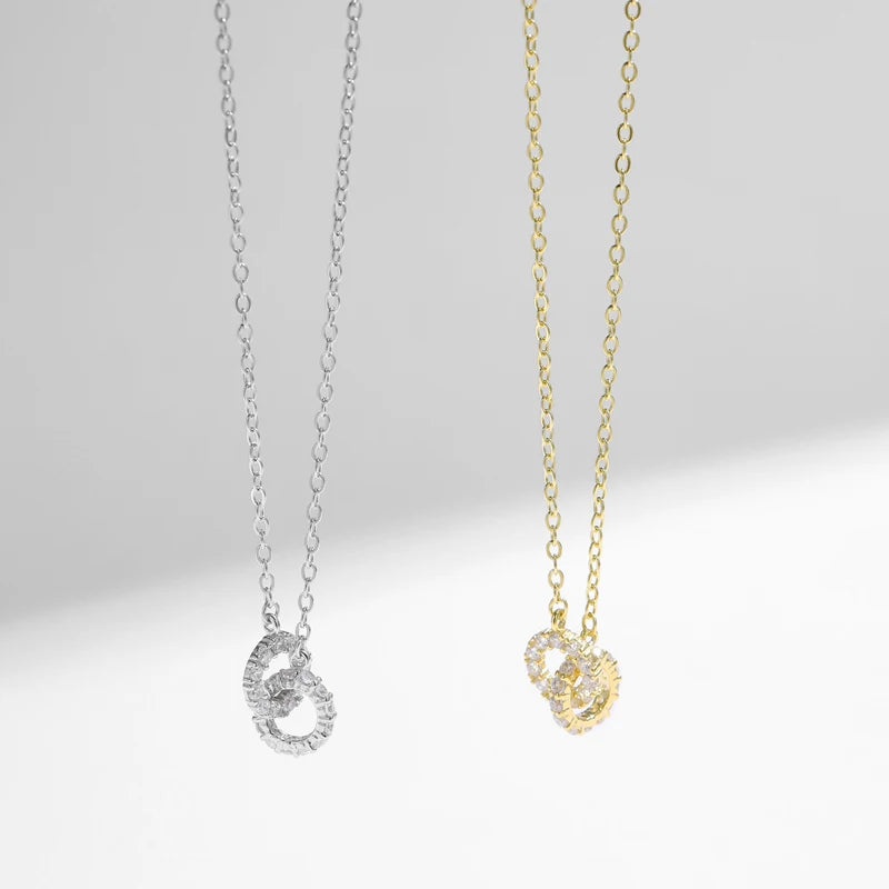 Double Circle Pendant Necklace – 925 Sterling Silver