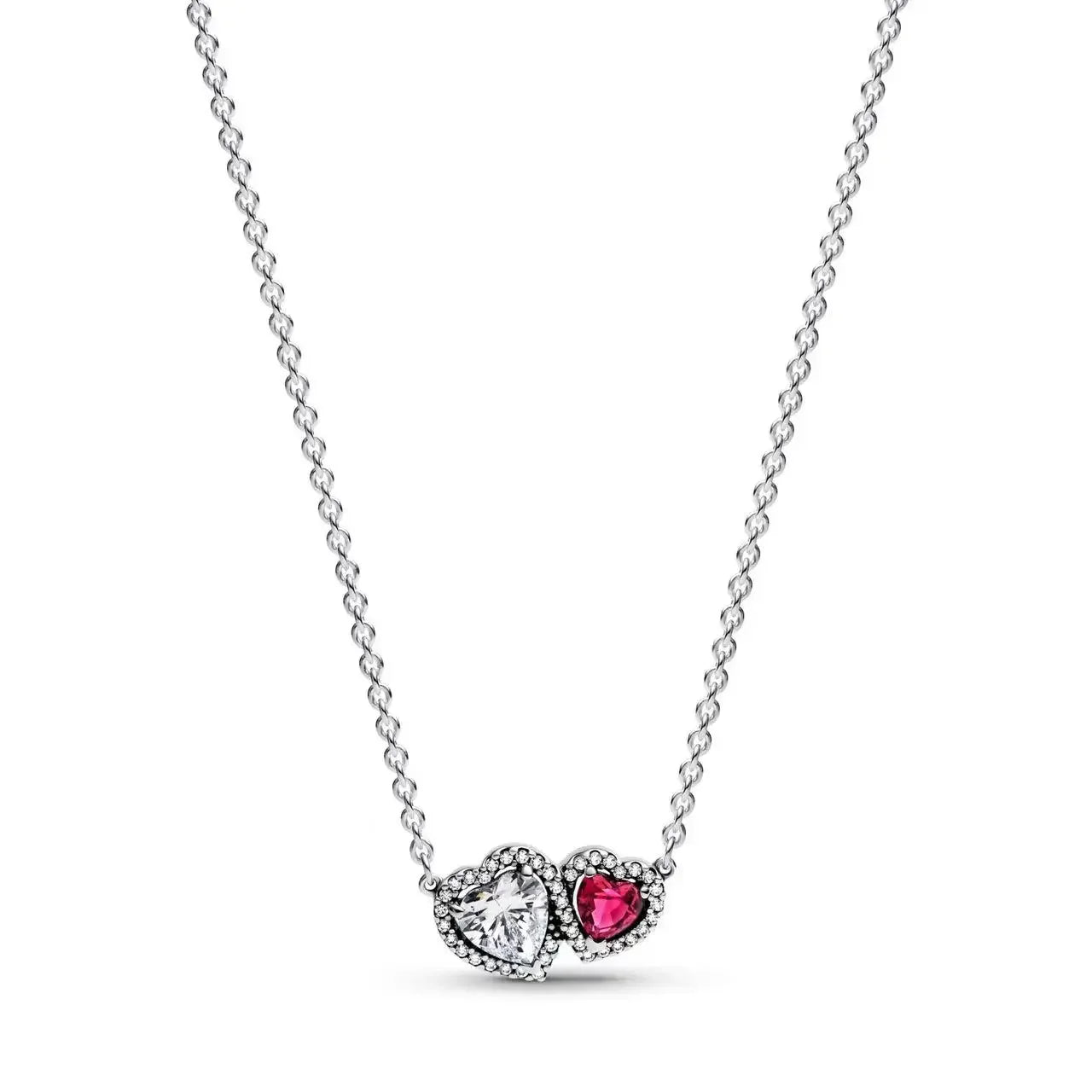 Colorful Red Heart & Bow Tie Pendant – Sterling Silver Necklace