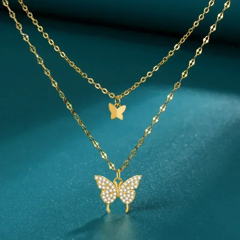 Crystal Butterfly Necklace – 925 Sterling Silver