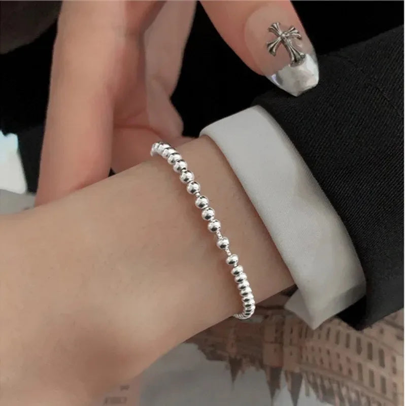 Beaded Bracelet Adjustable – 925 Sterling Silver