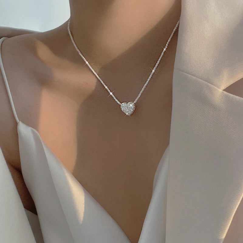 Hammer Pattern Heart Necklace – 925 Sterling Silver