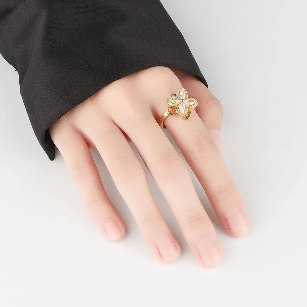 Sunflower Rotatable Ring Sterling Silver