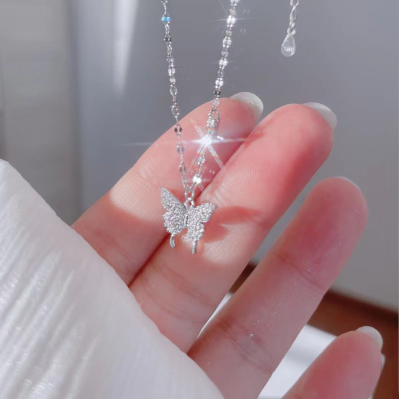 Crystal Butterfly Necklace – 925 Sterling Silver