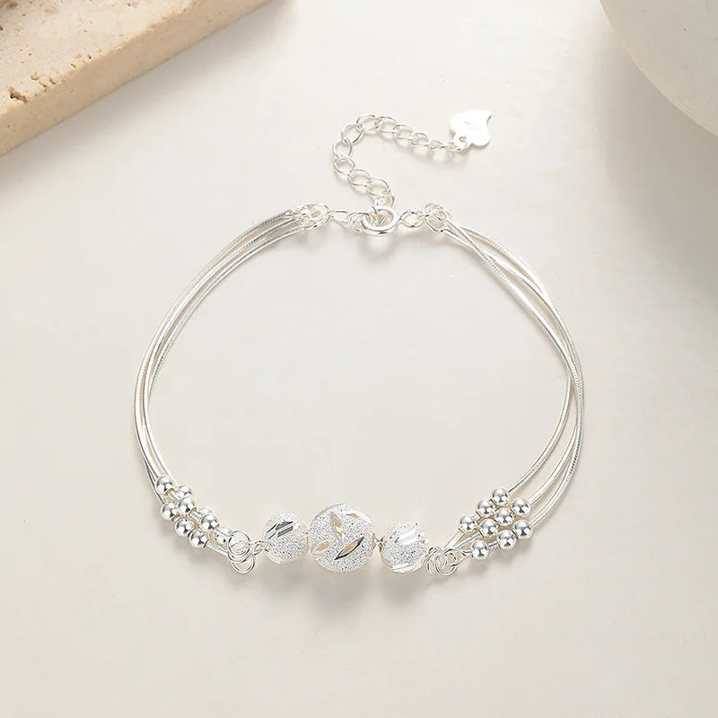 Beaded Bracelet Adjustable – 925 Sterling Silver