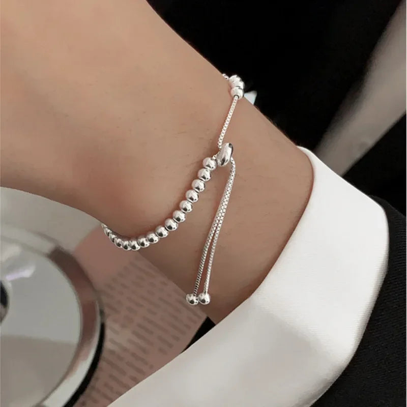 Beaded Bracelet Adjustable – 925 Sterling Silver