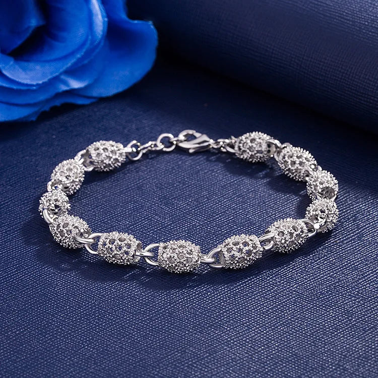 Beaded Bracelet Adjustable – 925 Sterling Silver