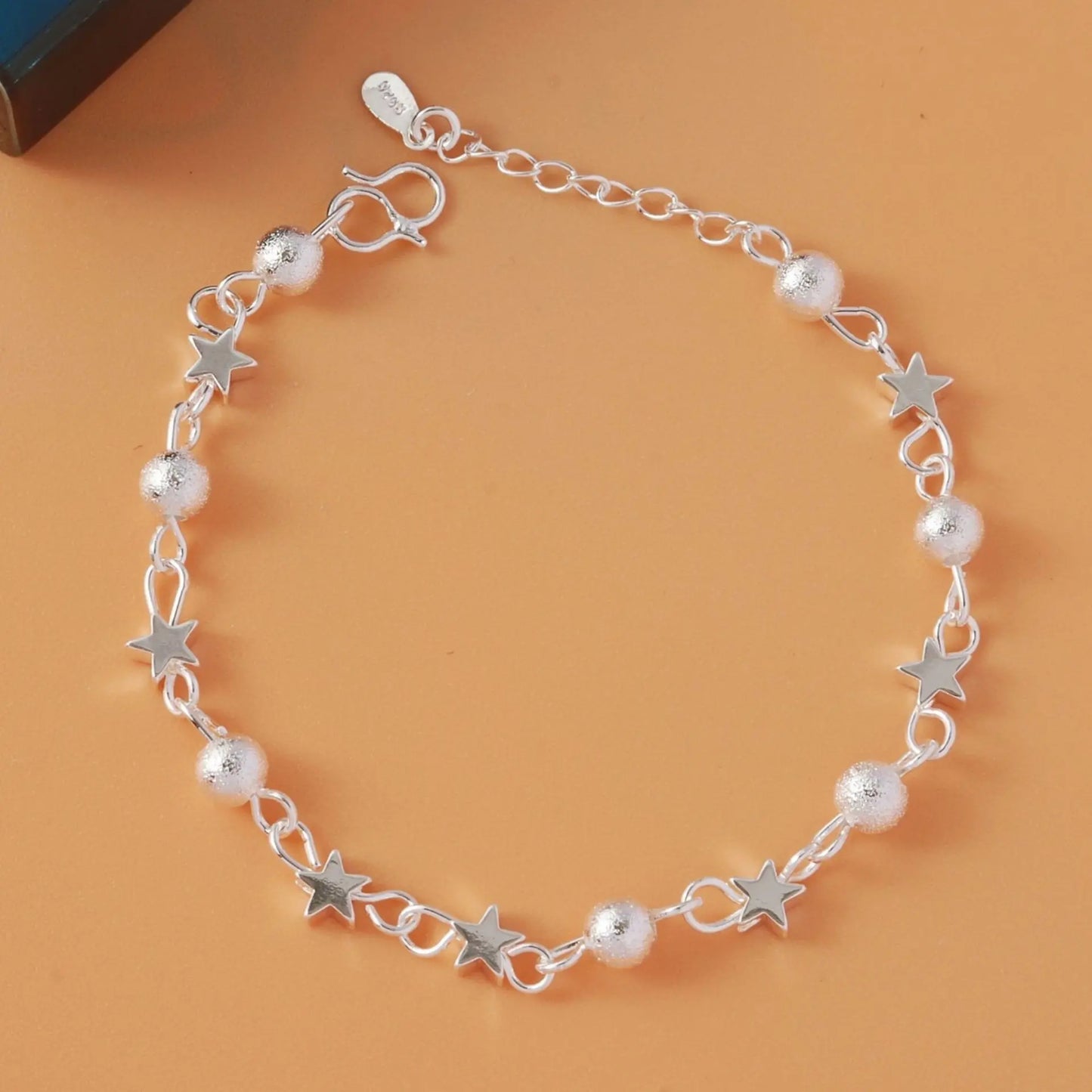 Beaded Bracelet Adjustable – 925 Sterling Silver