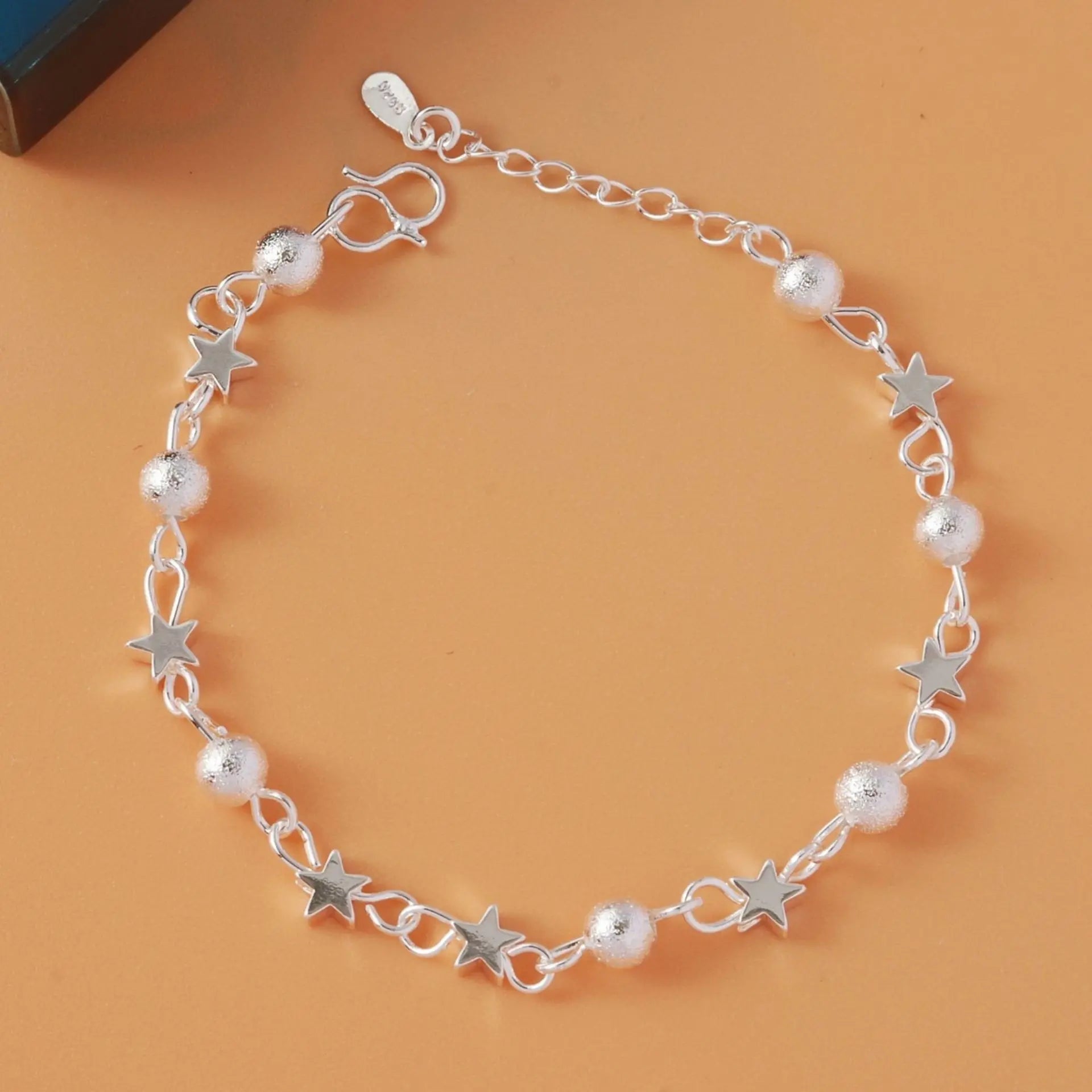 Beaded Bracelet Adjustable  –  925 Sterling Silver