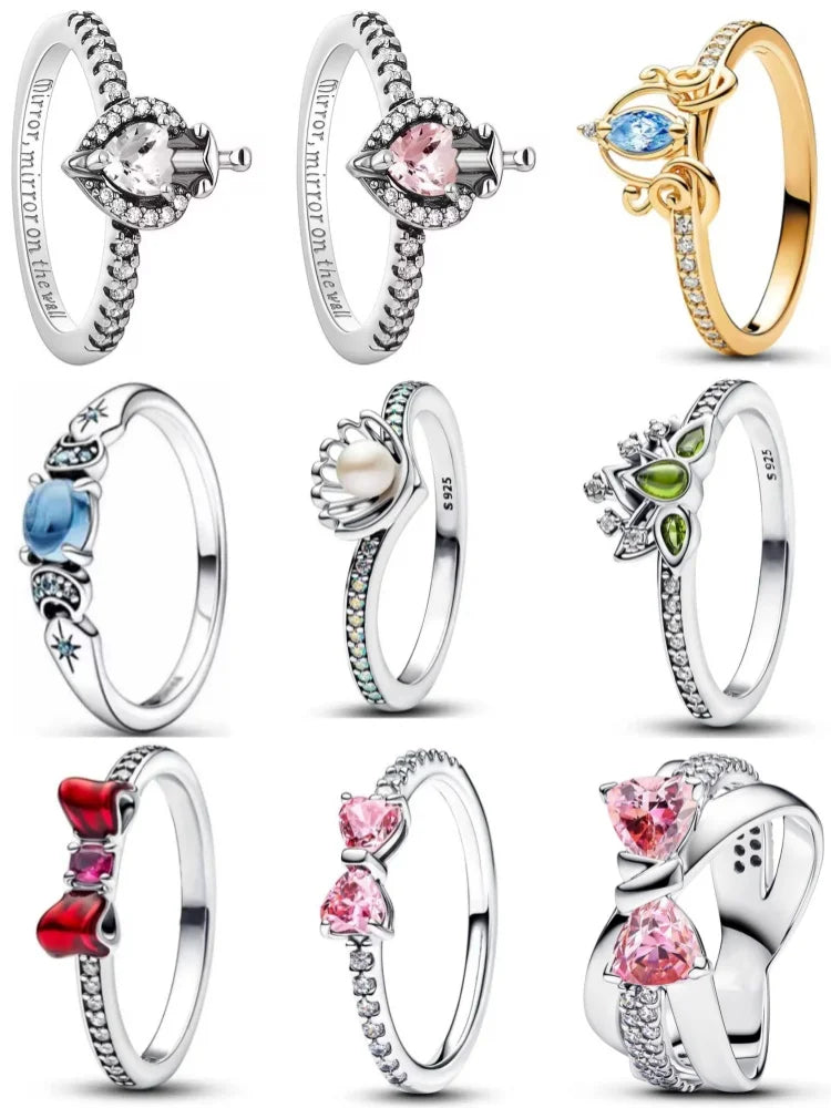 Heart Stone & Red Enamel Bow Ring – 925 Sterling Silver