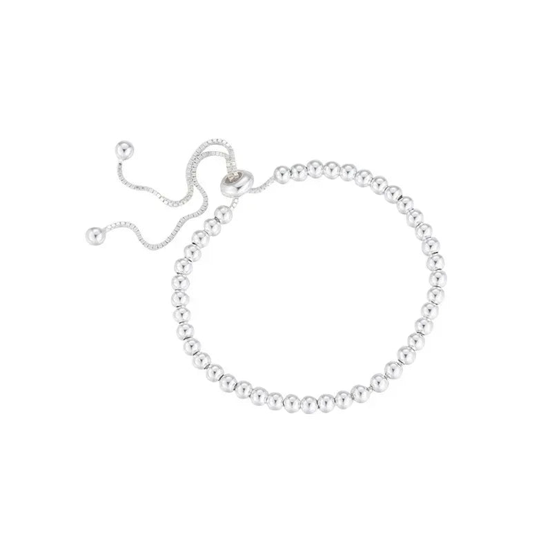 Beaded Bracelet Adjustable – 925 Sterling Silver