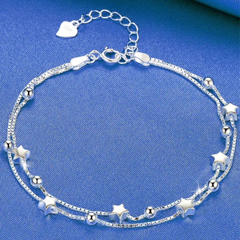 Beaded Bracelet Adjustable – 925 Sterling Silver