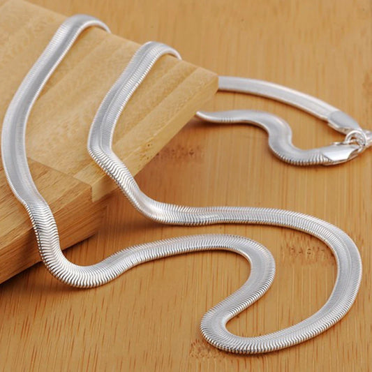 Flat Snake Chain Necklace – 925 Sterling Silver