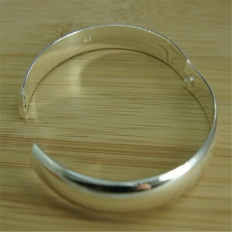 Glossy Open Bangle – 925 Sterling Silver