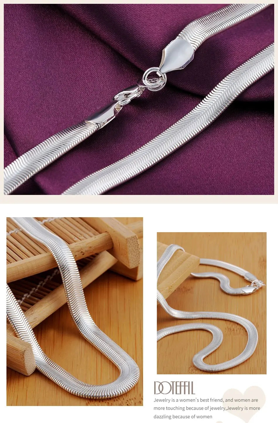 Flat Snake Chain Necklace – 925 Sterling Silver