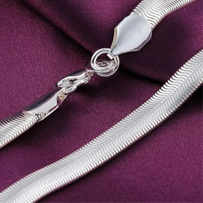 Flat Snake Chain Necklace – 925 Sterling Silver