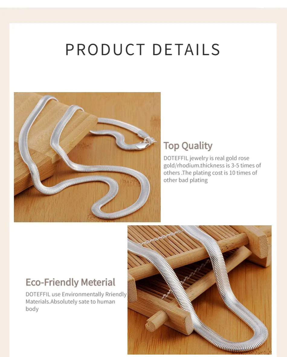 Flat Snake Chain Necklace – 925 Sterling Silver