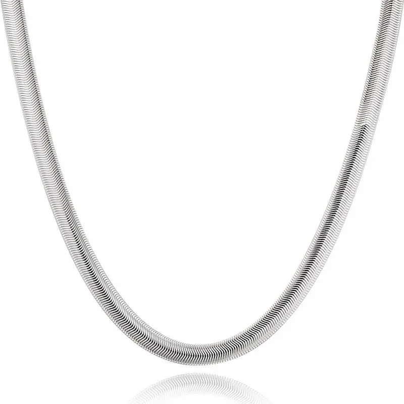 Flat Snake Chain Necklace – 925 Sterling Silver