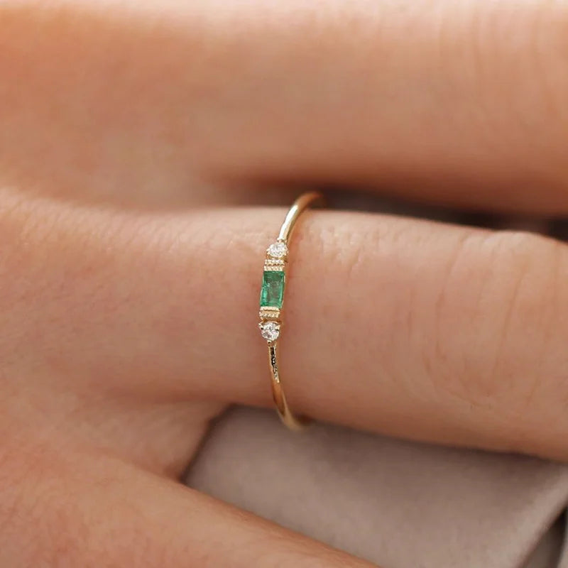 Emerald Zircon Ring – 925 Sterling Silver