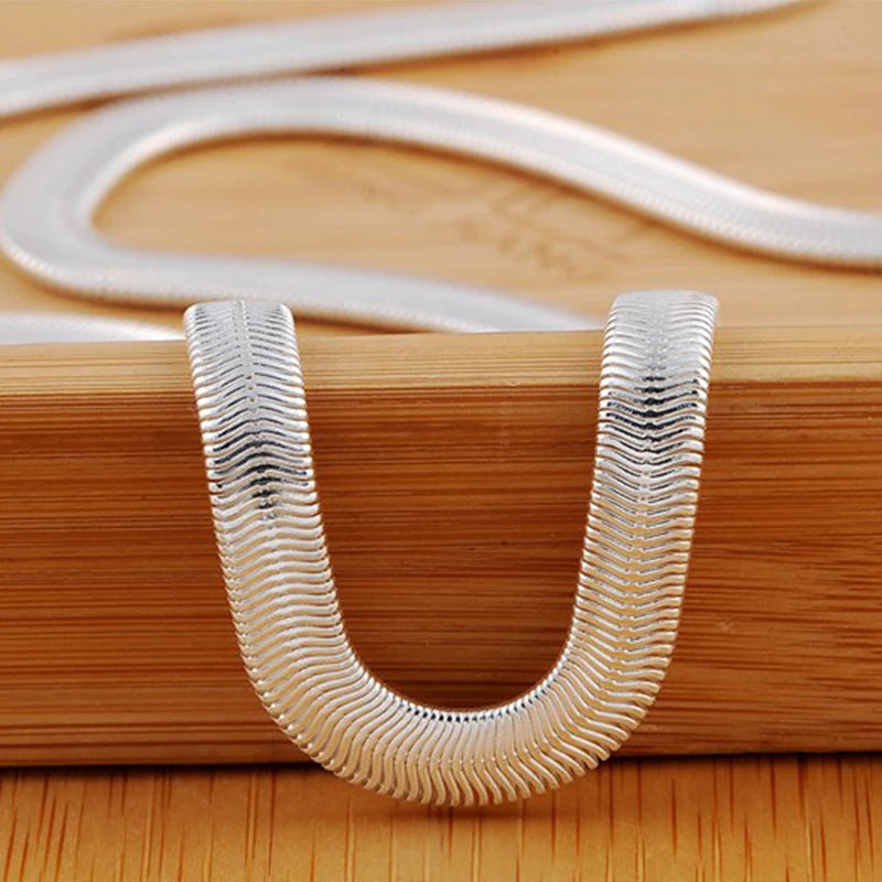 Flat Snake Chain Necklace – 925 Sterling Silver