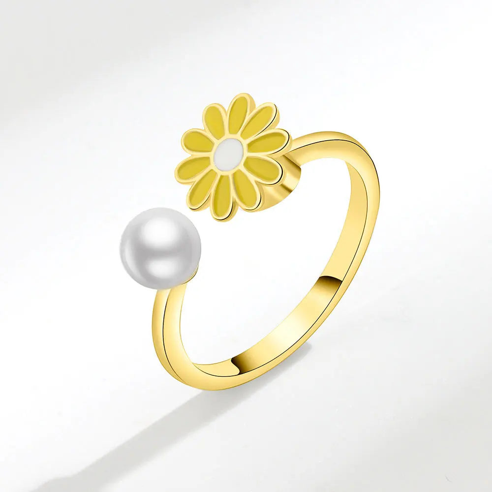 Sunflower Rotatable Ring Sterling Silver