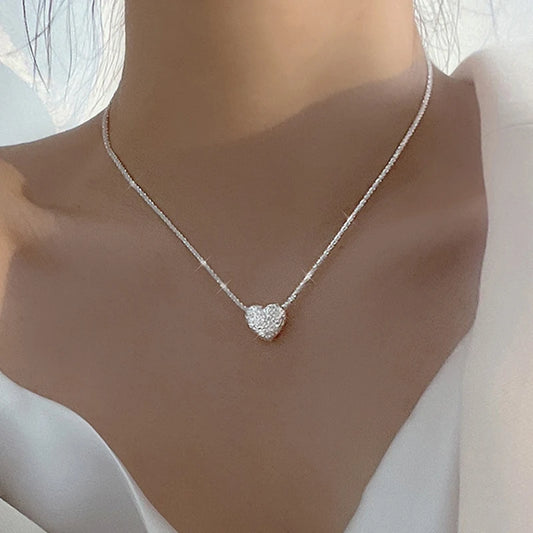 Hammer Pattern Heart Necklace – 925 Sterling Silver