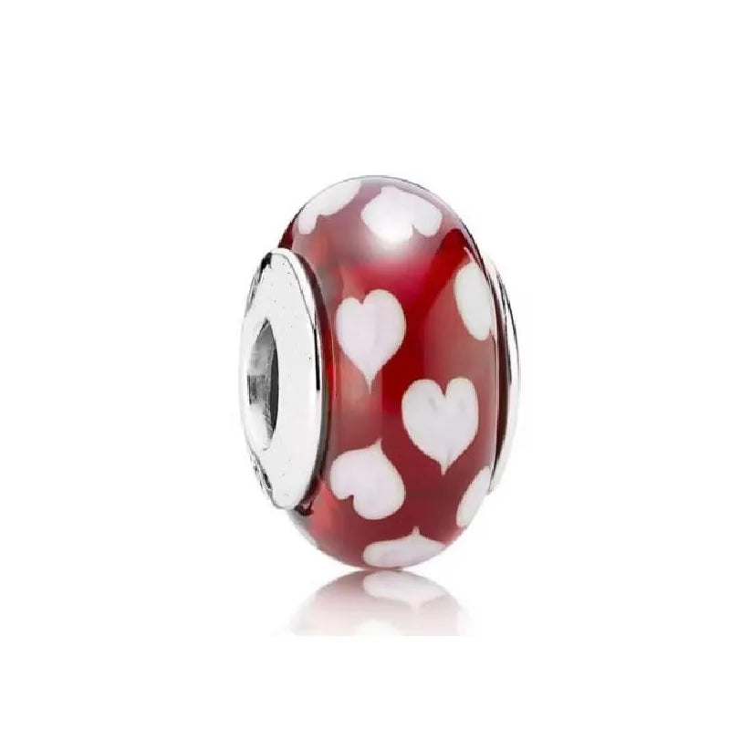 Murano Glass & Heart Charms – 925 Sterling Silver