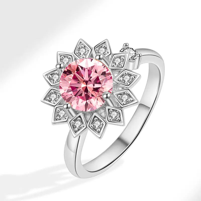 Sunflower Rotatable Ring Sterling Silver