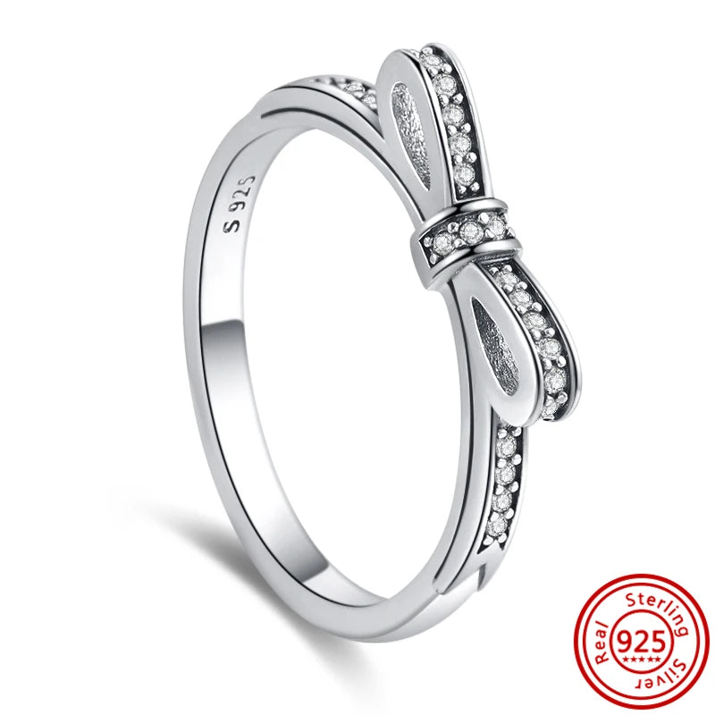 Sparkling Zircon Wings & Floral Detail – 925 Sterling Silver