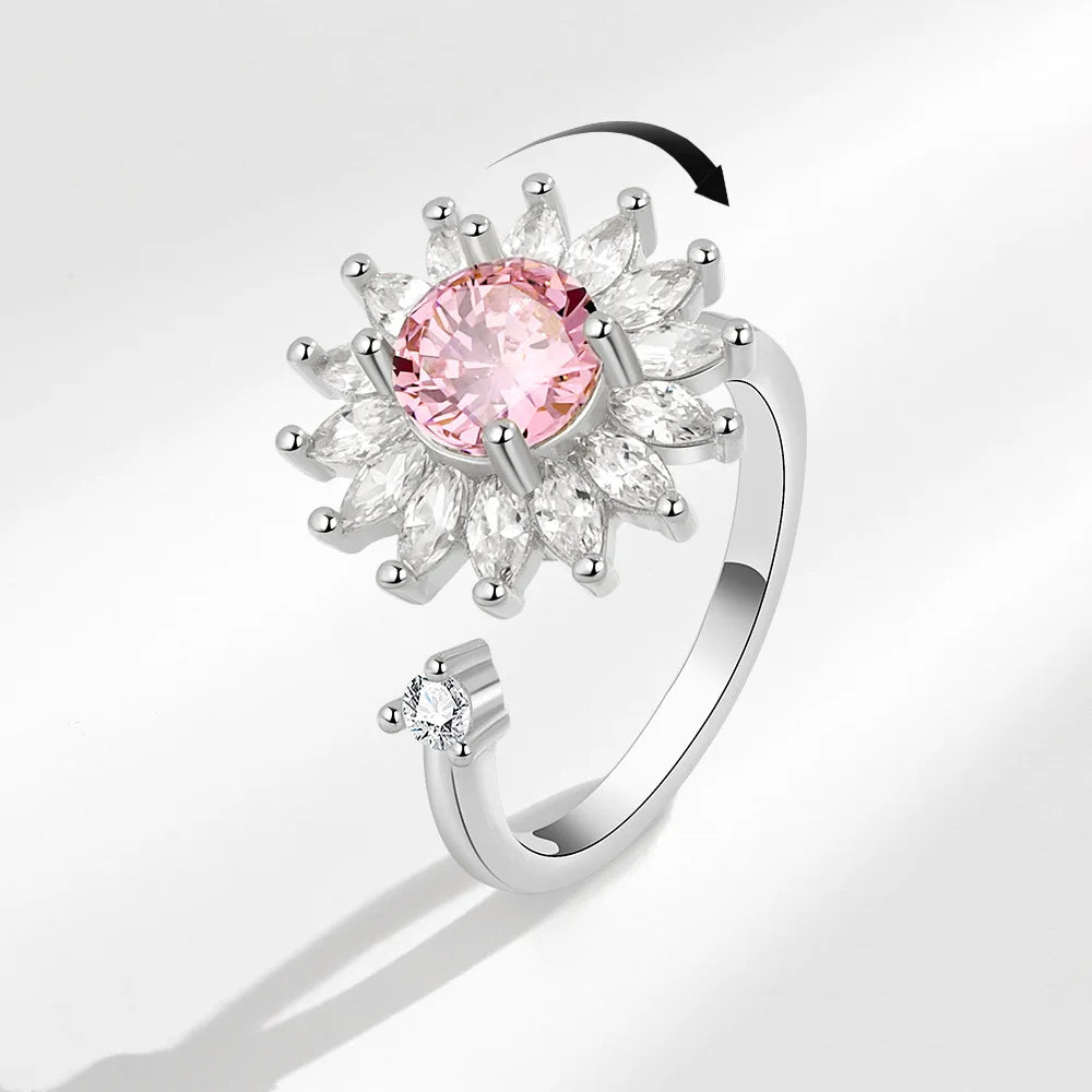 Sunflower Rotatable Ring Sterling Silver