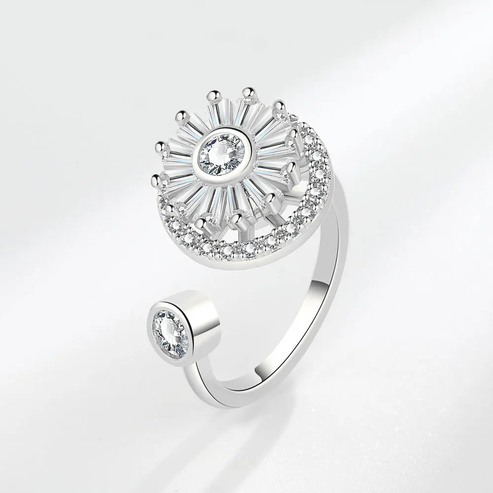 Sunflower Rotatable Ring Sterling Silver