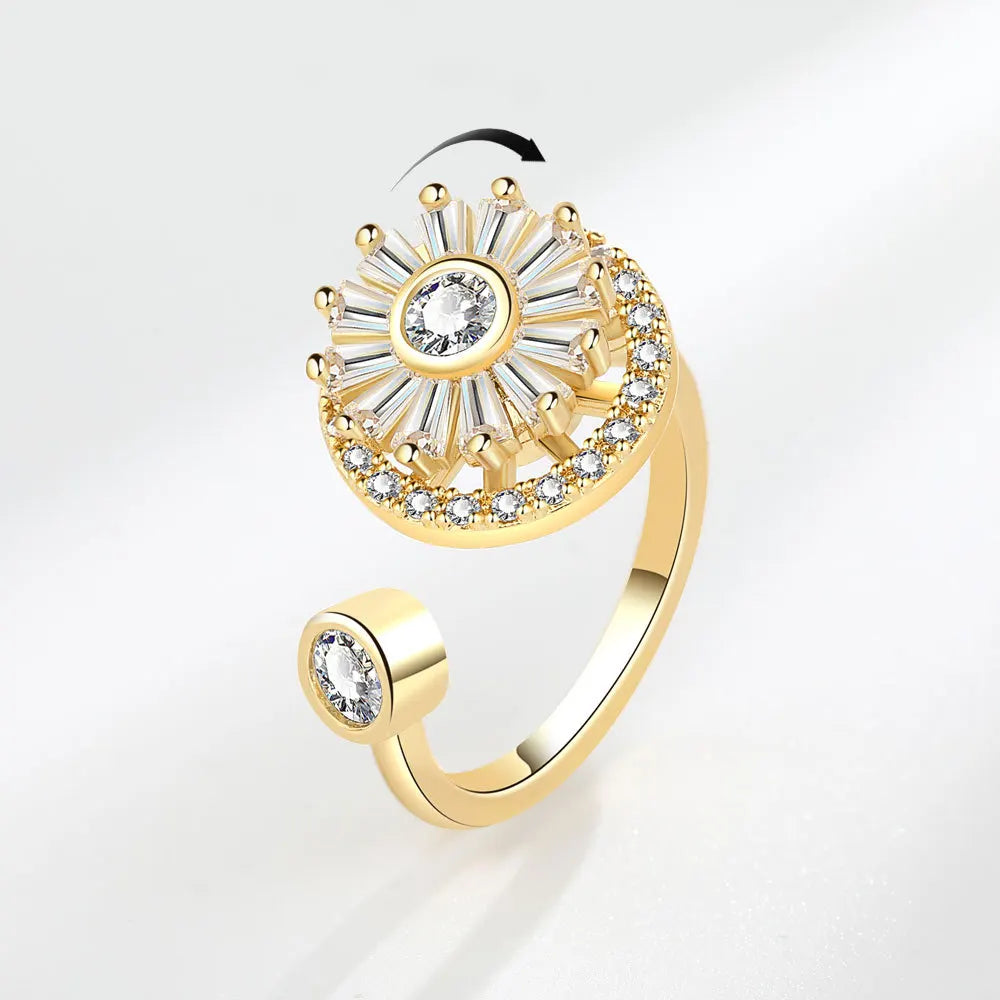 Sunflower Rotatable Ring Sterling Silver