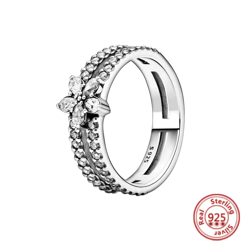 Sparkling Zircon Wings & Floral Detail – 925 Sterling Silver