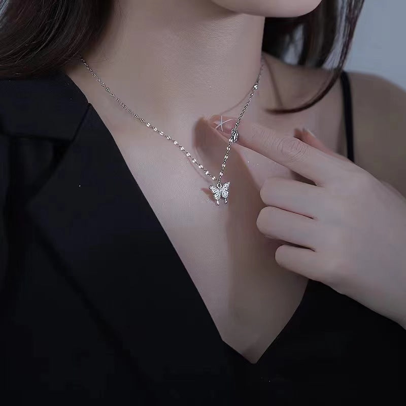 Crystal Butterfly Necklace – 925 Sterling Silver