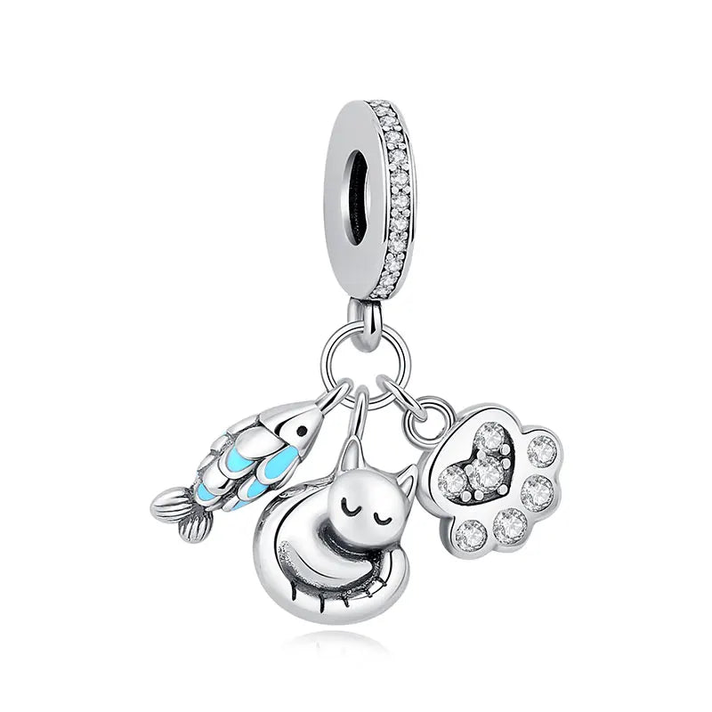 Paw print charm  – 925 Sterling Silver