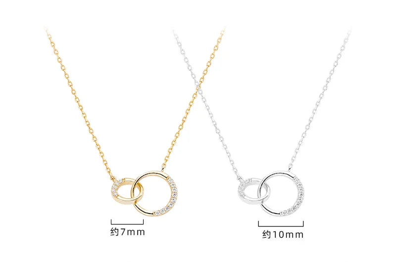 Double Circle Pendant Necklace – 925 Sterling Silver