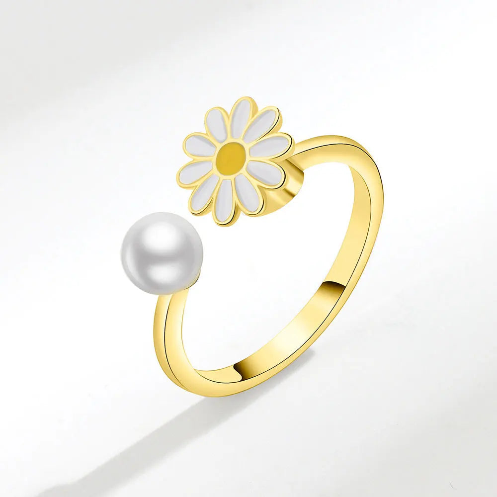 Sunflower Rotatable Ring Sterling Silver