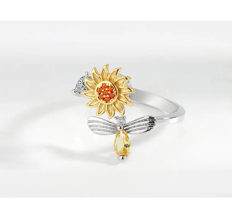 Sunflower Rotatable Ring Sterling Silver